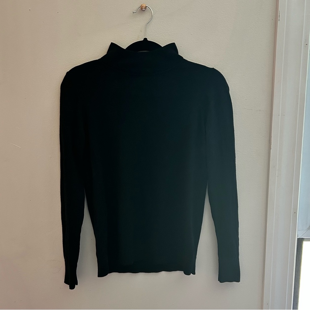 Loft Black Turtle Neck Cut Out Back Shirt